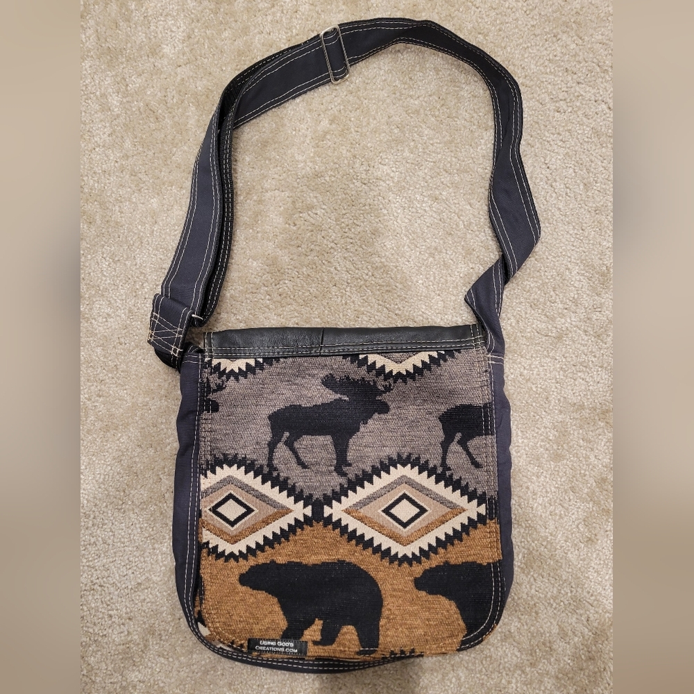 Stylish Black and Brown Animal Print Messenger Bag
